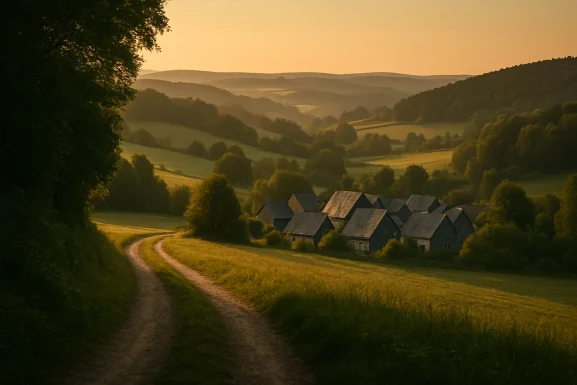 3D-Visualisierung eines modernen Bauprojekts im Grünen