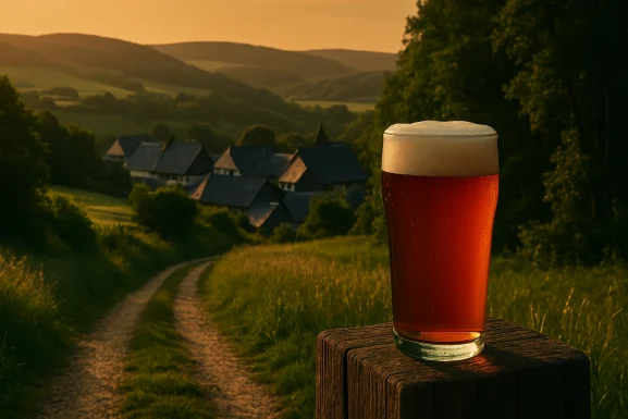 Verschiedene Biere in Gläsern auf einem Holztisch