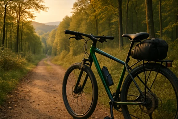 Fahrrad wird für eine Tour im Hunsrück eingestellt