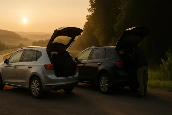 Mehrere Menschen steigen gemeinsam in ein Auto ein