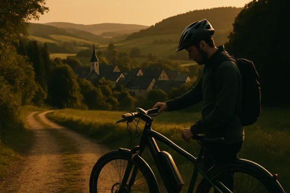 E-Bike steht auf einem Weg im Hunsrück