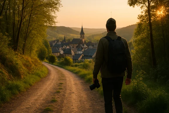 Fotograf macht Landschaftsaufnahme im Hunsrück, wahrt respektvollen Abstand