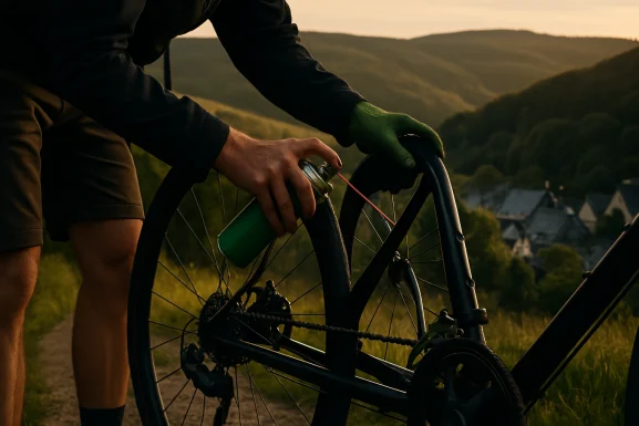 Fahrradkette wird mit einem Tuch gereinigt