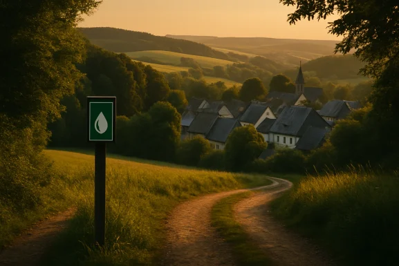 Klarer Bach fließt durch grüne Hunsrück-Landschaft