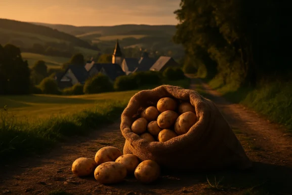 Frische Kartoffeln in einem dunklen Lagerraum