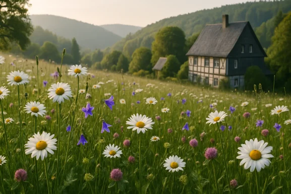 Verschiedene Rasentypen im naturnahen Garten im Hunsrück