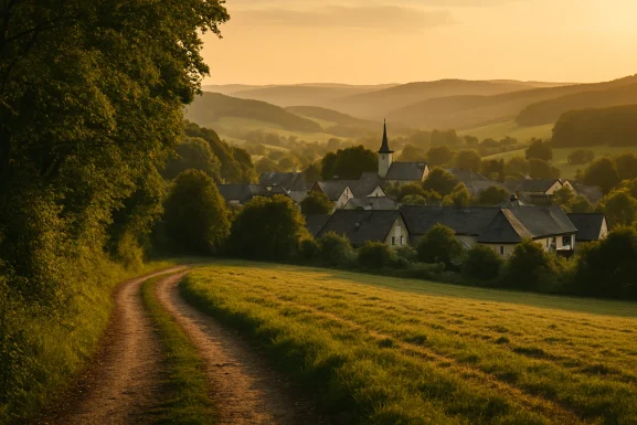 Reisezeiten realistisch planen 1 Bus und Bahn im Hunsrück bei Sonnenaufgang