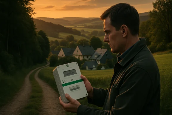 Smart Meter verstehen 3 Digitaler Stromzähler an einer Hauswand im Hunsrück