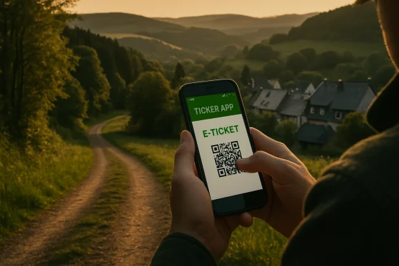 Smartphone mit Nahverkehrs-Ticket auf dem Display