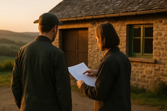 Symbolische Übergabe von Unterlagen in einem Büro